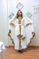 Ethiopian Traditional 100 Cotton Handmade Habesha Dress - S/M/L/XL - NEW.