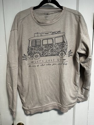 Natural Life Sweatshirt Womens Size L 'Let's Just Go' Wanderlust Boho Hippie