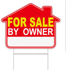 For Sale by Owner Yard Sign, 17  X13  Double-Sided with H-Stake, Durable Corrugat