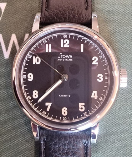 Stowa Partitio Automatic Black Dial Watch : 1 WEEK OLD ; ROTOR ENGRAVED TOP MVMT