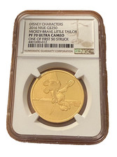 Niue 2016 Gold 1 oz $250 NGC PF70UC Disney Mickey - Brave Little Tailor 3098.26 per troy oz