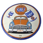 Vintage Volkswagen Bug Gulf Gasoline Sign - Gas Pump Station Porcelain Sign