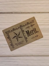 Victorian 1880s REWARD OF MERIT CARD TEACHER SCHOOL CRAFTS 2.25"x1.5" Awesome N