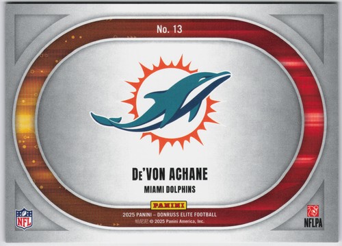 2025 Donruss Elite #13 De'Von Achane Full Throttle #/799 - Afbeelding 2 van 2