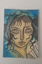 OOAK ACEO Figurative Art Card, Girl Art By ESS22, 3.5 x 2.5 in., Unframed