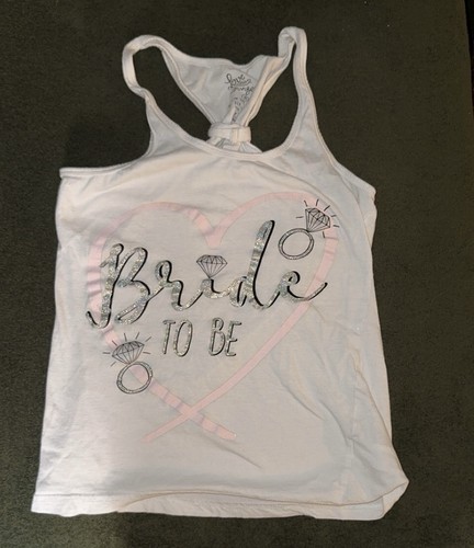 Love to Lounge Bride To Be T-Shirt Tank Top White Pink Silver Black size small 