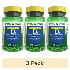 3 pack Spring Valley Extra Strength Vitamin D3 Softgels, 125 mcg 5000 IU , 25