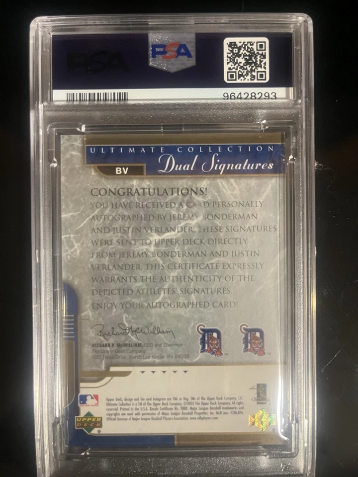 Ultimate Coll Bonderman/Verlander Ultimate Signatures 2005-doble #BV PSA 6 Foto 2 de 2