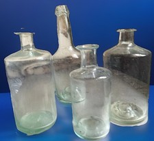 Aqua Glass Utility Bottles, perfect flared lips all mint condition one tapered