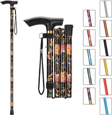 Folding Cane, Portable 5-Level Adjustable Height Walking Stick with Foldable Des