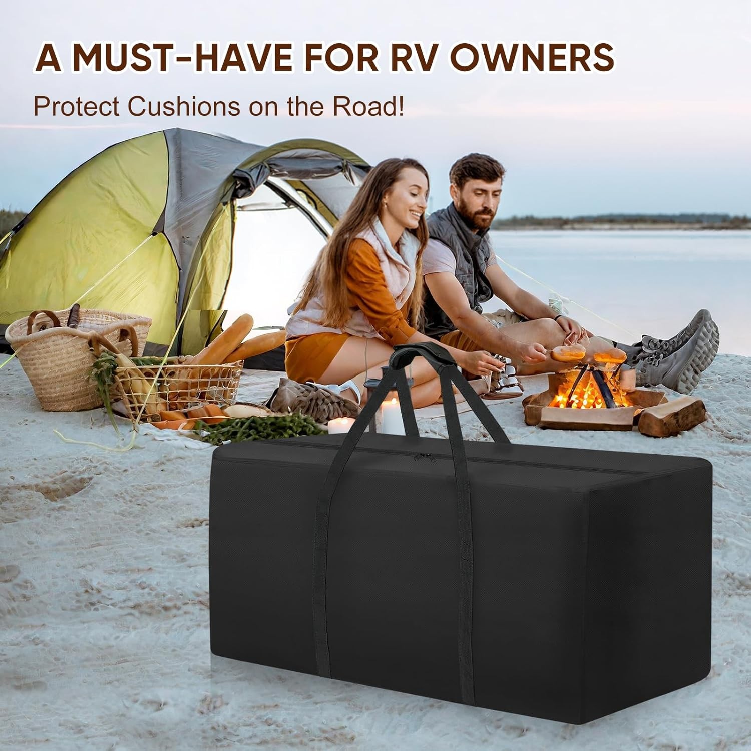 Outdoor Patio Cushion Storage Bag - Waterproof Large Patio furniture Cushion Org