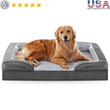 Orthopedic Dog Bed Waterproof Removable Cover Washable Large Bolster Support New
