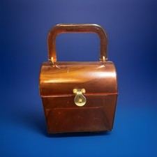 Vintage Tortoiseshell 1950's Lucite Box Purse w. Flip-Clasp Closure