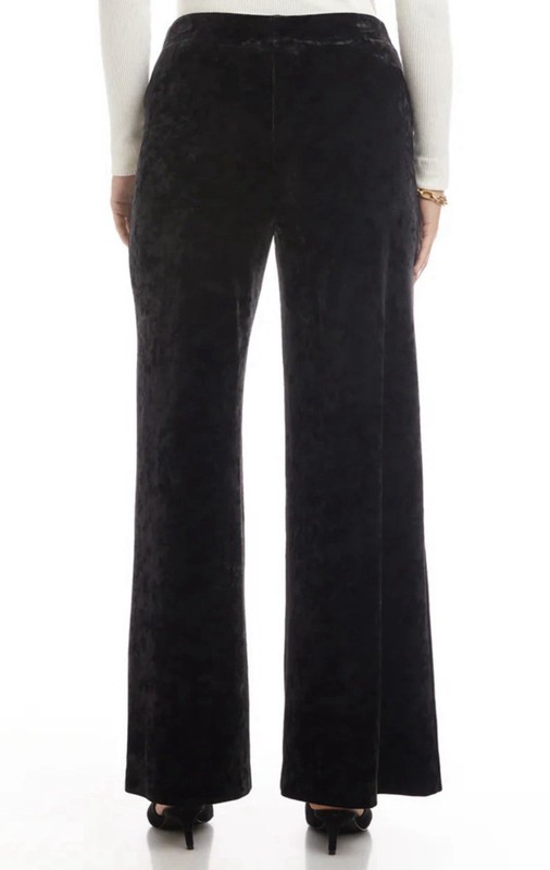 $108 NWT Karen Kane Womens Black Crushed Velvet Pull On Wide Leg Pants 3X