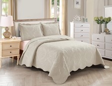 3pc King/Cal King Over Size Elegant Embossed Bedspread Set Light Weight Solid...