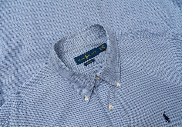 Men Ralph Lauren Shirt Blue Cotton 40 /L / 48