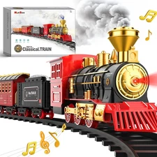 Hot Bee Train Set - Train Toys for Boys w/Smokes, Lights & Sound, Toy Train w