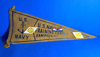 VTG PENNANT US NAVY TRAINING CAMP SAMPSON N.Y WW2 DISCHARGE PATCH NAVAL CENTER