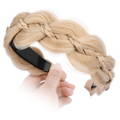 Wide Braided Headband with Teeth Synthetic Hair Plaited Headband Fishtail Braide