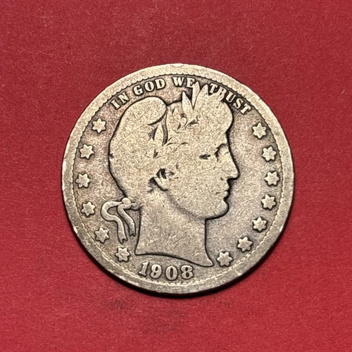 (1) Beautiful Toned Antique 1908-S Barber Quarter CHOICE G-GOOD NICE DETAIL