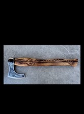 Custom Fordged Hand Made  High Carbon Steel AXE Wood Handle With Leather Shealth