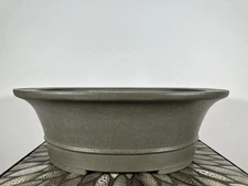 Preowned Japanese Tokoname Deep Oval Bonsai Pot Seizan - 16.25” By 14”