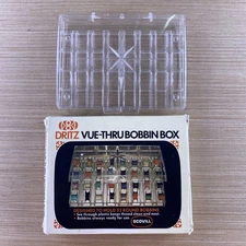 Vintage DRITZ #507 Starburst Bobbin Storage Box Holds 32 Bobbins Clear