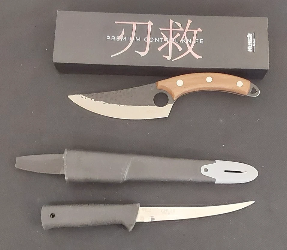 Lot of 2-Huusk Japanese Steel Premium Control Blade 6"Knife &Gerber Fillet Knife