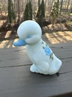 Fenton Duck Blue Satin Hand painted Signed By Artist
