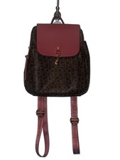 Zaino Calvin Klein CK Monogram marrone rosa patta borsa da viaggio hardware oro