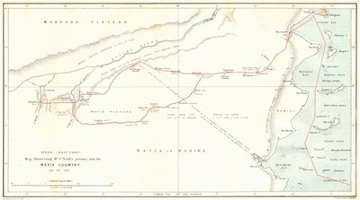 MOSAMBIK. coast. Mavia Mabiha Country. O'Neill 1882. RGS Karte 1883 alt