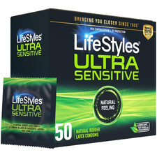 LifeStyles Ultra Sensitive Natural Latex Condoms, Triple Tested, 50 Count