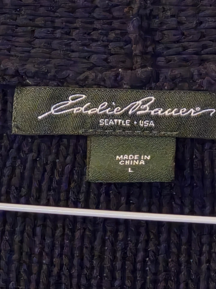 Cárdigan suéter Eddie Bauer para mujer talla L azul marino cuello en V manga larga abotonada Foto 3 de 4