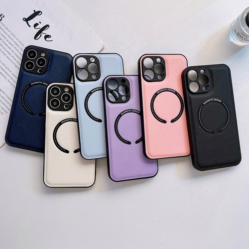 Leather Magsafe Charging Case For IPhone 15 14 13 12 11 Pro Max Shockproof Cover - Picture 2 of 14