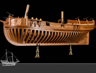 HOBBY DIY USS Hannah Armed Vessel POF Scale 1/48 25.3'' 643mm Wood Model Ship Kit