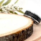 8mm Silver Polish Tungsten Christmas Gifts Band Brushed Black Carved design Ring — photo 3