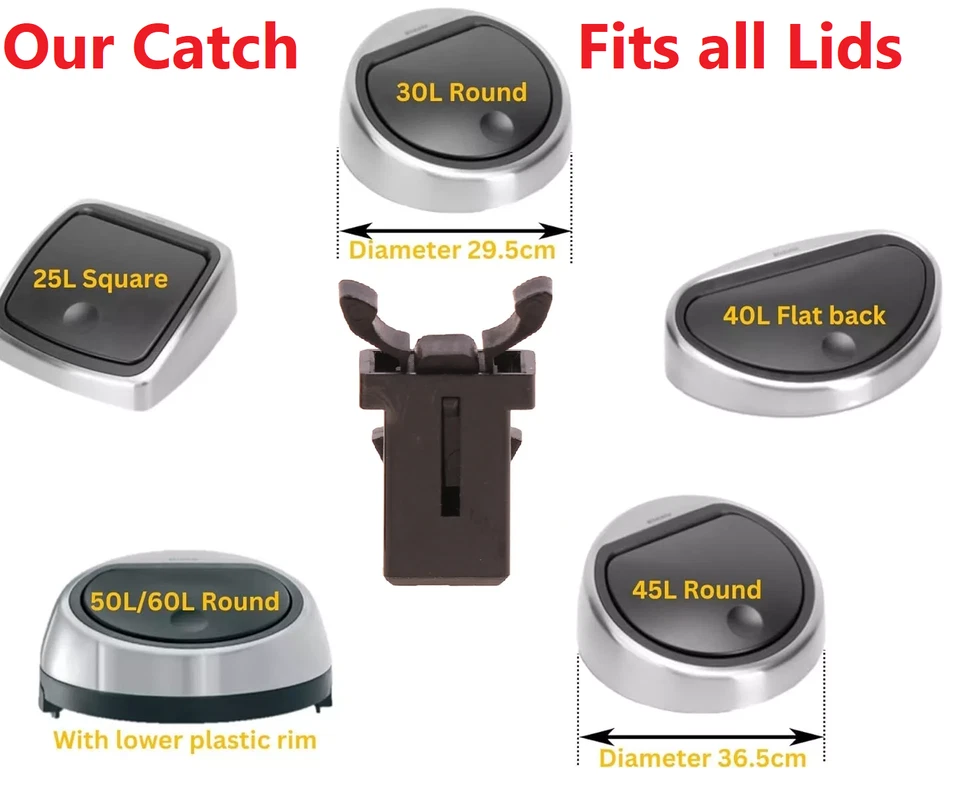 PELICAN OCEAN LTD 2 Se adapta a Brabantia tapa de contenedor superior táctil repuesto pestillo de captura pan abatible