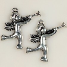 50pcs/lot Antique Silver Angel Charms Pendants for DIY Jewelry Making Findings