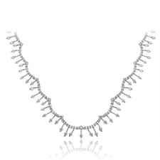 925 Silver 4ct Cubic Ziconia Bridal Necklace, 16 Inches