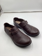 Clarks Collection Womens Brown Leather Soft Cushion Slip On Loafers Size 8.5