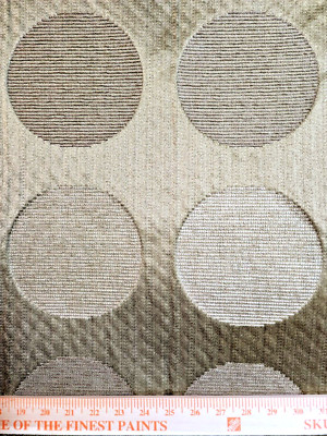 Embroidered Circles Platinum and Gold Deco Fabric By-The-Yard Quantity Discounts