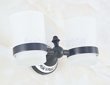 Oil Rubbed Brass Wall Mounted Bathroom Toothbrush Holder Set Glass Cups fba760