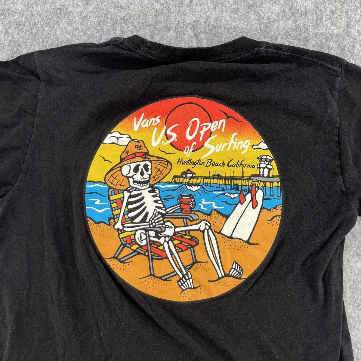 Vans Mens Black US Open Of Surfing Huntington Beach T Shirt Vans Mens Black US Open Of Surfing Huntington Beach T Shirt