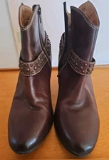 Sofft Noreen Harness Ankle Boots Womens Size 8 1/2M  Leather Zip Western Brown 