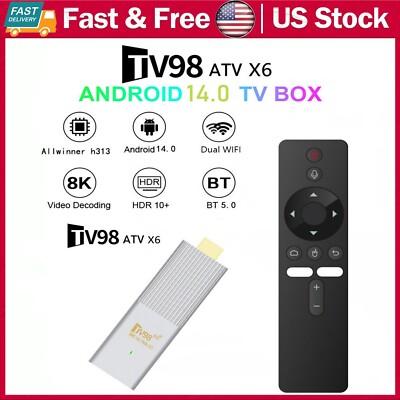 TV98 8K Android 14.0 Smart TV Stick 2.4G 5G WiFi TV Box Ultra HD Media Player