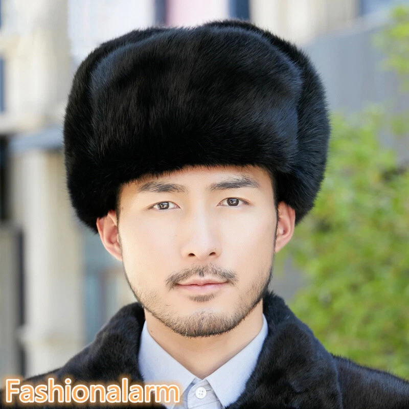 Sombrero de piel de conejo real para hombre sombrero de trampero ruso Ushanka cálido cazador sombrero de aviador Foto 3 de 4