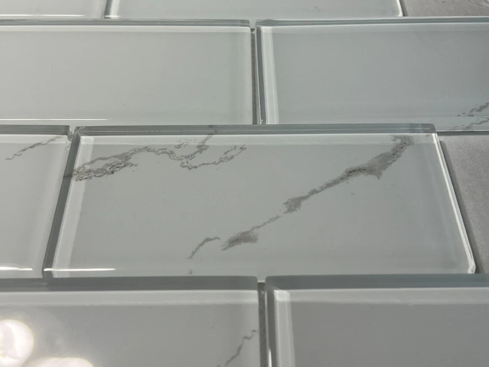 M05N белый/серый стеклянный прямоугольный мозаичная плитка кухня ванная комната фартук - Изображение 3 из 4