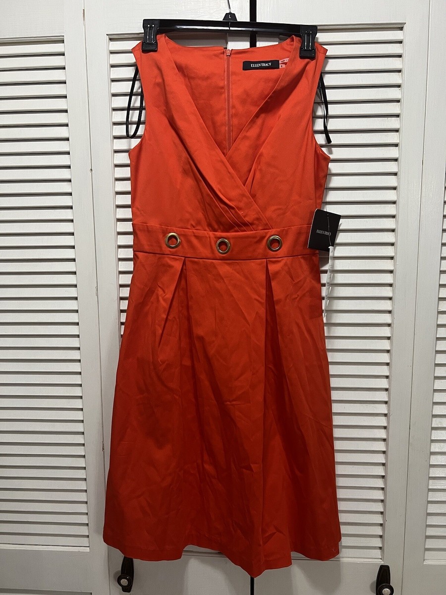Ellen Tracy Size 2 Red Dress Poppy Gromit Eyelets