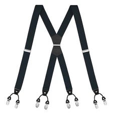 Buyless Fashion Suspenders Mens - 48" Elastic Adjustable Straps 1 1/4" - X Shape