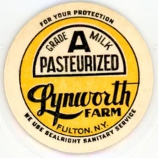 Milk Bottle Cap Insert - Lynworth Farm - Fulton, NY (New York) - SEALRIGHT...